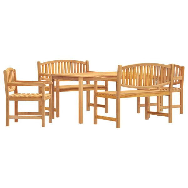 vidaXL Set da Pranzo per Giardino 5 pz in Legno Massello di Teak