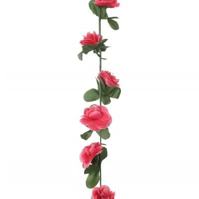 vidaXL Ghirlande Fiori Artificiali 6 pz Rosa Rossa Primaverile 250cm