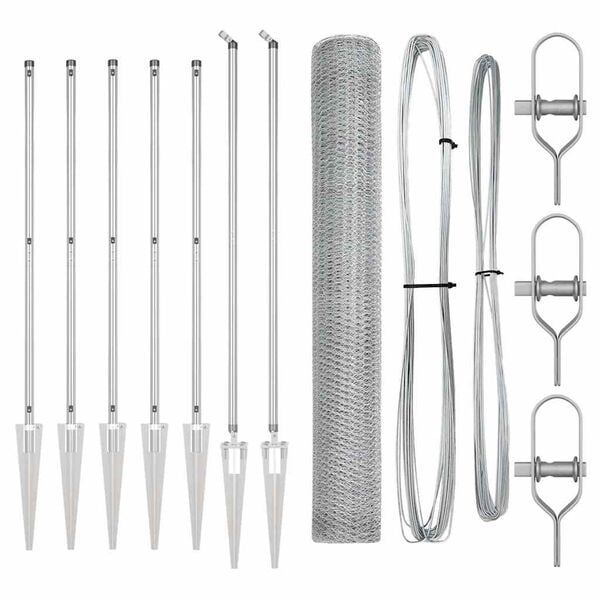 vidaXL Palo della recinzione Argento 10 x 1,2 m (maglia da 25 mm)