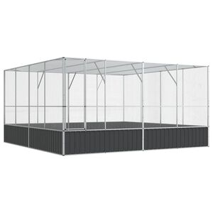 vidaXL Voliera Argento 418x414x212 cm in Acciaio