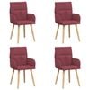 vidaXL Sedie da pranzo 4 pz Tessuto Rosso Vino 60 x 56 x 93 cm