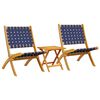 vidaXL Sedie pieghevoli, 2 pezzi, con tavolino, blu scuro, in legno massello