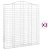 vidaXL Cesti Gabbioni ad Arco 3 pz 200x30x220/240 cm Ferro Zincato
