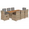 vidaXL Set da Pranzo da Giardino 9 pz con Cuscini Beige in Polyrattan