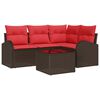 vidaXL Set Divano da Giardino 5 pz Marrone polyrattan