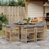 vidaXL Set Pranzo da Giardino 9 pz con Cuscini Beige Misto Polyrattan