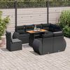 vidaXL Set Divani da Giardino 9 pz con Cuscini Nero in Polyrattan