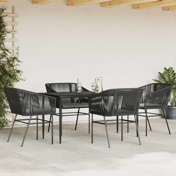vidaXL Set da Pranzo da Giardino con Cuscini 5 pz Polyrattan Vetro