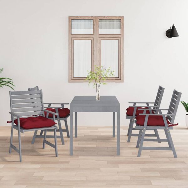 vidaXL Sedie Pranzo per Esterni con Cuscini 4 pz Legno Massello Acacia