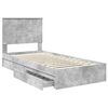 vidaXL Letto con Contenitore con testiera Grigio cemento 90 x 200 cm