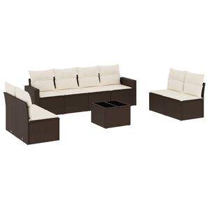 vidaXL Set Divani da Giardino 9pz con Cuscini Marrone in Polyrattan