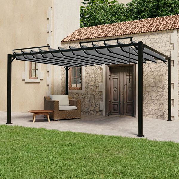 vidaXL Gazebo con Tetto a Lamelle 3x4 m in Tessuto Antracite/Alluminio