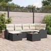 vidaXL Set Divano da Giardino con cuscino 7 pcs Nero Poly Rattan