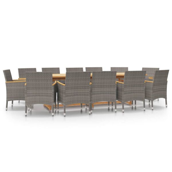vidaXL Set da Pranzo per Giardino 13 pz con Cuscini Grigio