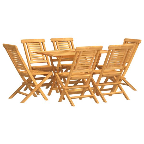 vidaXL Set da Pranzo da Giardino 7 pz in Legno Massello di Teak