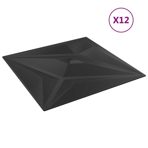 vidaXL Pannelli Murali 12 pz Neri 50x50 cm XPS 3 m&sup2; Stella