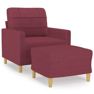 vidaXL Poltrona con Poggiapiedi Rosso Vino 60 cm in Tessuto