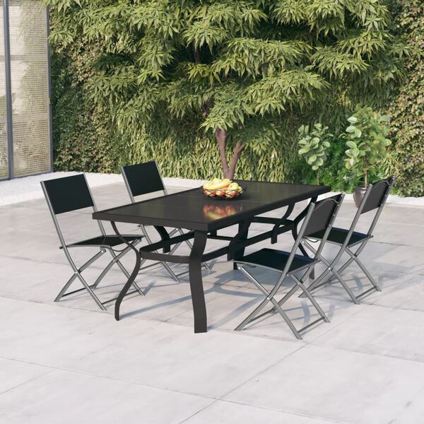 vidaXL Set da Pranzo da Giardino 5 pz Grigio e Nero