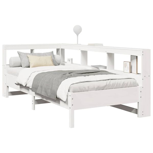 vidaXL Letto Libreria senza Materasso Bianco 90x190 cm Massello Pino