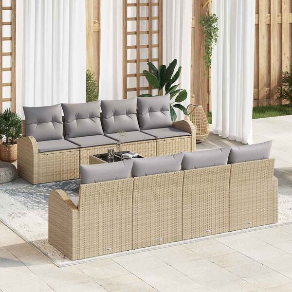 vidaXL Set Divano da Giardino Beige 55 x 55 x 37 cm polyrattan