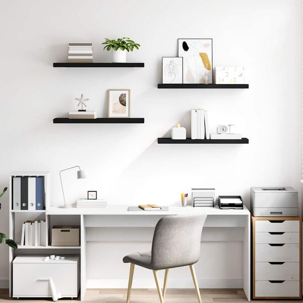 vidaXL Scaffali a Parete 4 pz Neri 80x23,5x3,8 cm in MDF