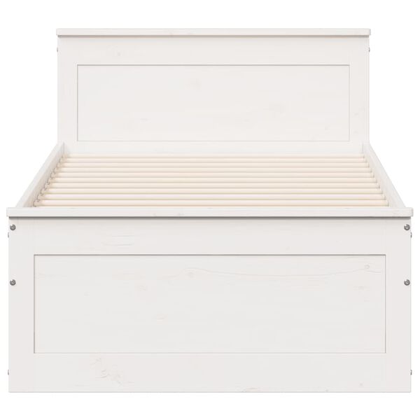 vidaXL Giroletto senza Materasso con Testiera Bianco 90x200 cm Pino