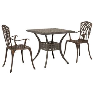 vidaXL Set di Tavolo da Giardino 3 pz Bronzo Alluminio pressofuso