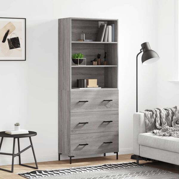 vidaXL Credenza Grigio Sonoma 69,5x34x180 cm in Legno Multistrato