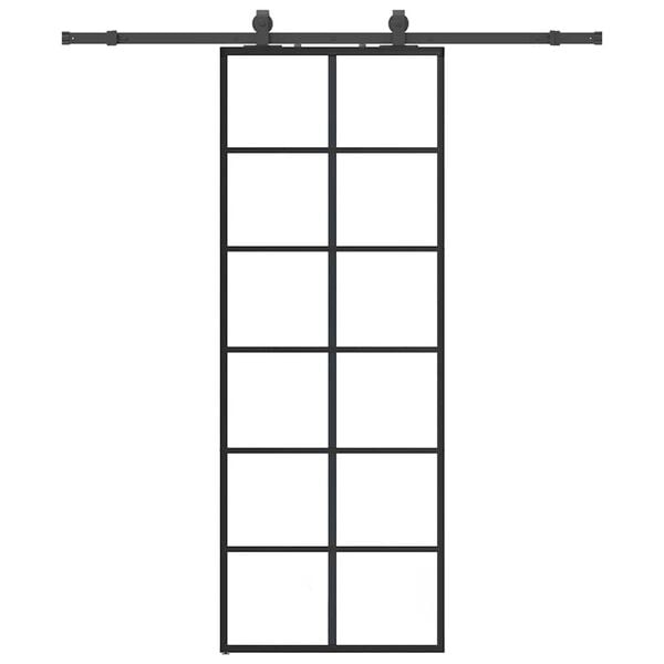 vidaXL Porta Scorrevole con Ferramenta Nera 76x205 cm in Vetro ESG