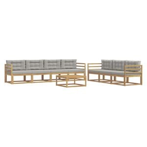 vidaXL Set di divani da esterno 7 pz Bianco e Grigio Chiaro
