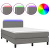 vidaXL Letto a Molle Materasso e LED Grigio Scuro 120x200cm in Tessuto