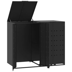vidaXL Copribidone con Ruote per 2 Bidoni Nera 138x79x117cm in Acciaio