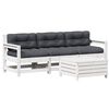 vidaXL Set Salotto Giardino 4pz con Cuscini Bianco Legno Massello Pino