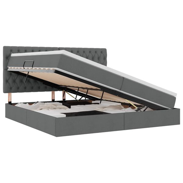 vidaXL Letto con contenitore e materasso Grigio scuro 200 x 200 cm