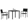 vidaXL Set da Pranzo per Giardino con cuscino 3 pcs Nero polyrattan