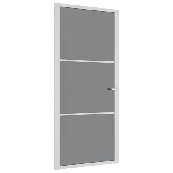 vidaXL Porta Interna 93x201,5 cm Bianca in Vetro ESG e Alluminio