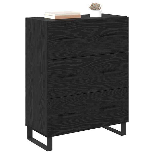 vidaXL Credenza con cassetto Rovere Nero 69,5 x 34 x 90 cm