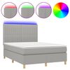 vidaXL Letto a Molle Materasso e LED Grigio Chiaro 140x190 cm Tessuto