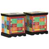 vidaXL Comodini 2 pz Multicolore 40x35x45cm in Legno Massello Mango