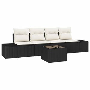 vidaXL Set Divano da Giardino 5 pcs Nero e Crema polyrattan