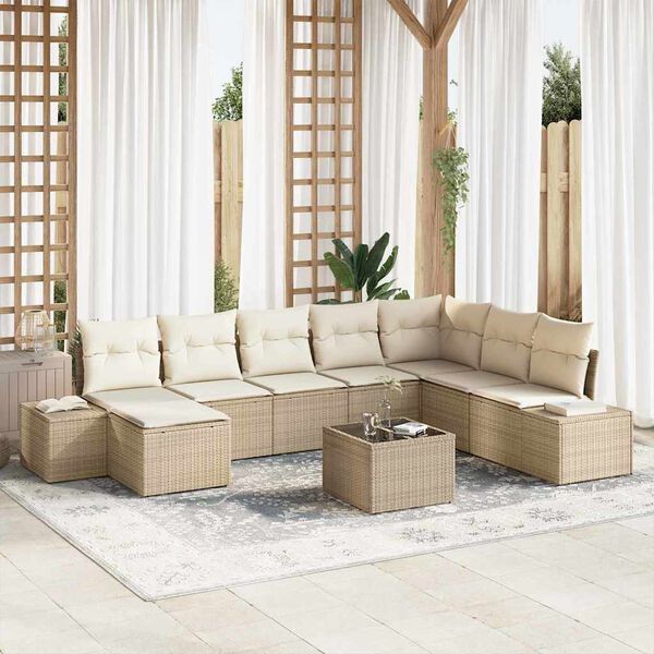 vidaXL Set Divano da Giardino 8 pcs Beige e Crema polyrattan