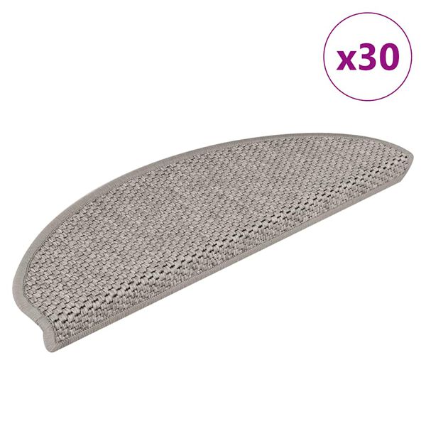 vidaXL Tappeti Autoadesivi Scale Aspetto Sisal 30 pz 65x21x4cm Argento