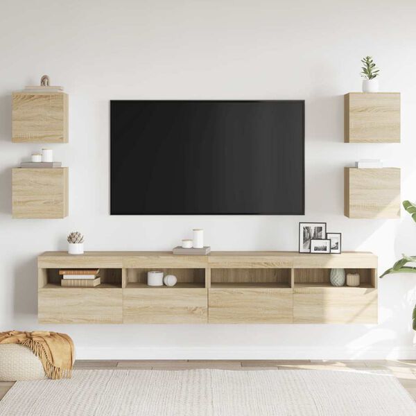 vidaXL Mobili Porta TV a Parete 4pz Rovere Sonoma 30,5x30x30 cm