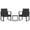 vidaXL Set Divani da Giardino 3 pz con Cuscini Nero in Polyrattan