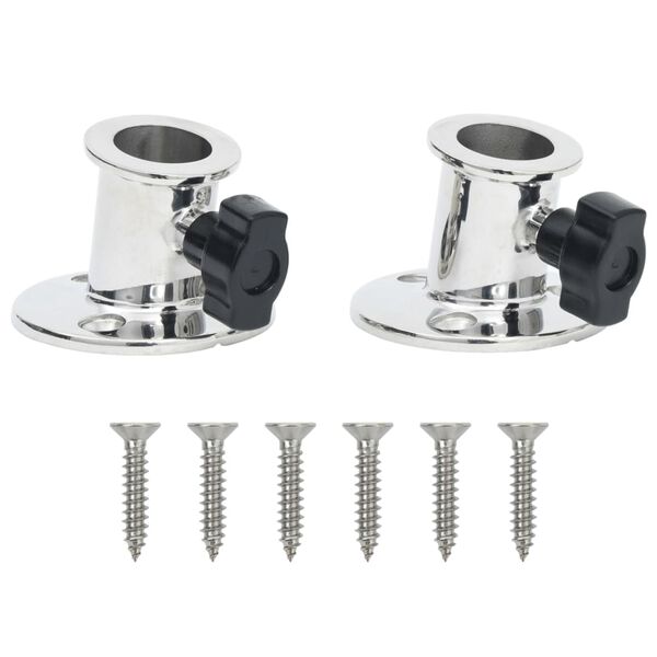 vidaXL Basi Rotonde Bimini per Tubo 26 mm 2 pz in Acciaio Inossidabile
