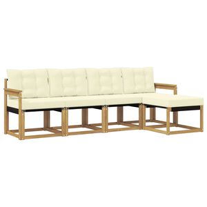 vidaXL Set di divani da esterno con cuscino 5 pcs Bianco e Crema