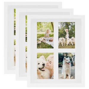 vidaXL Set Cornici Fotografiche 3D 3pz Bianco 28x35cm Foto 4x(10x15)cm