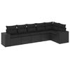 vidaXL Set Divano da Giardino 6 pz con Cuscini Nero in Polyrattan