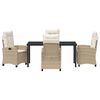 vidaXL Set da Pranzo per Giardino con cuscino 5 pcs Beige polyrattan