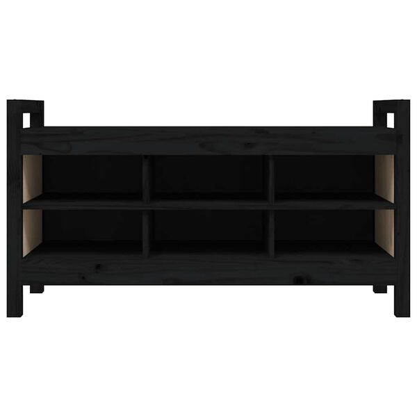vidaXL Panca da Ingresso Nero 110x40x60 cm in Legno Massello di Pino